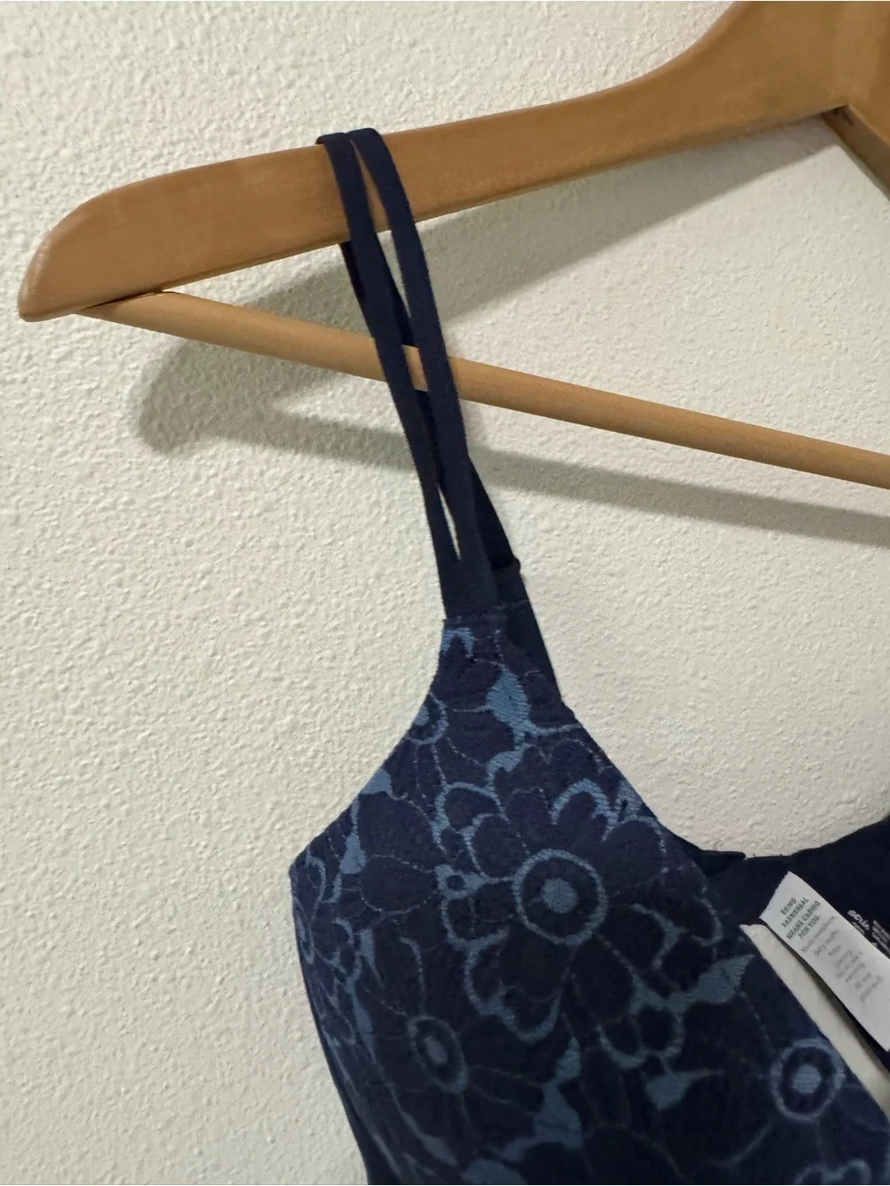 Aerie Real Sunnie Wireless Push Up Blossom Lace Navy Rear Hook NWT-32D